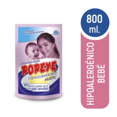 Detergente Líquido Popeye Hipoalergénico 800 ml