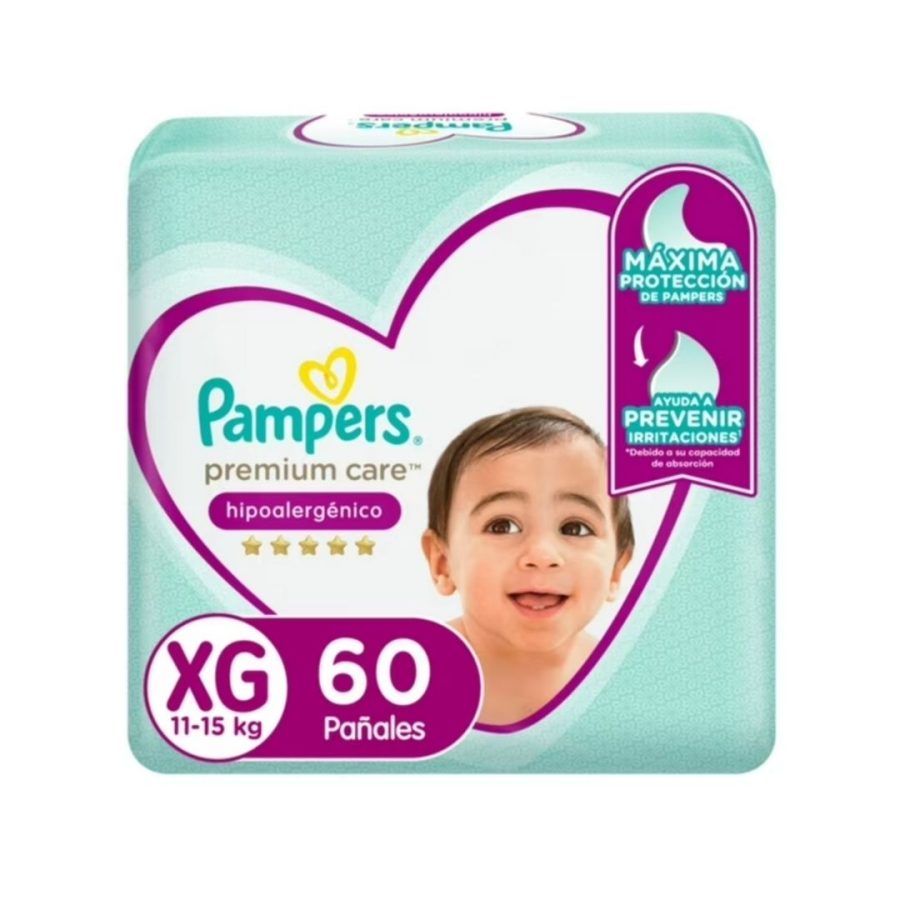 Pañales Pampers Premium Care Talla XG 60 Un