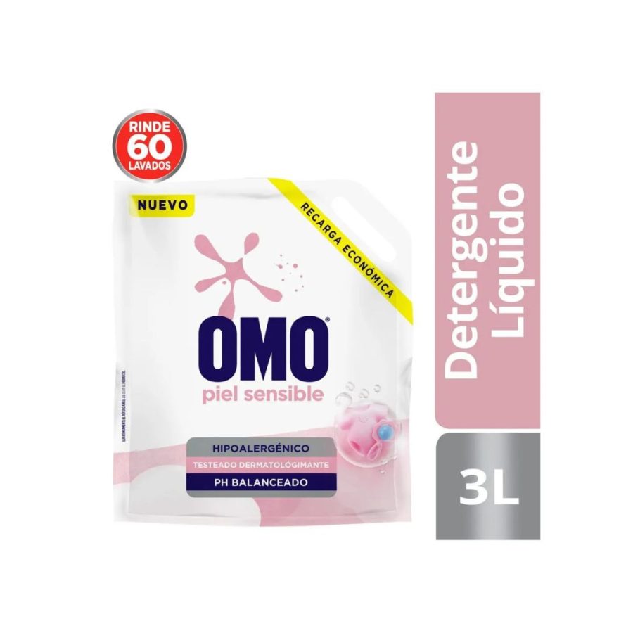 Detergente liquido OMO 3 litros doy pack Hipolergenico