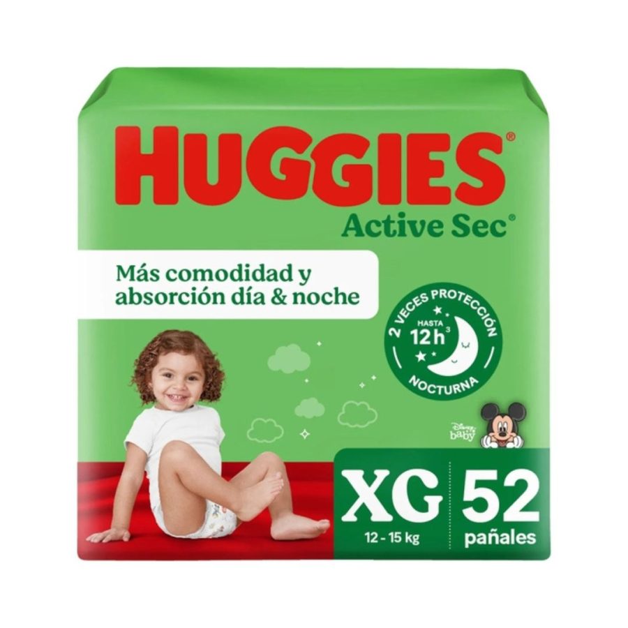 Pañales Huggies Active Sec Talla XG 52 un