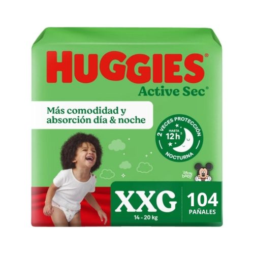 Pañales Huggies Active Sec Talla XXG 104 un