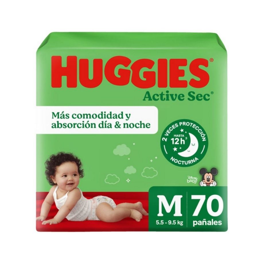 Pañales Huggies Active Sec Talla M 70 un