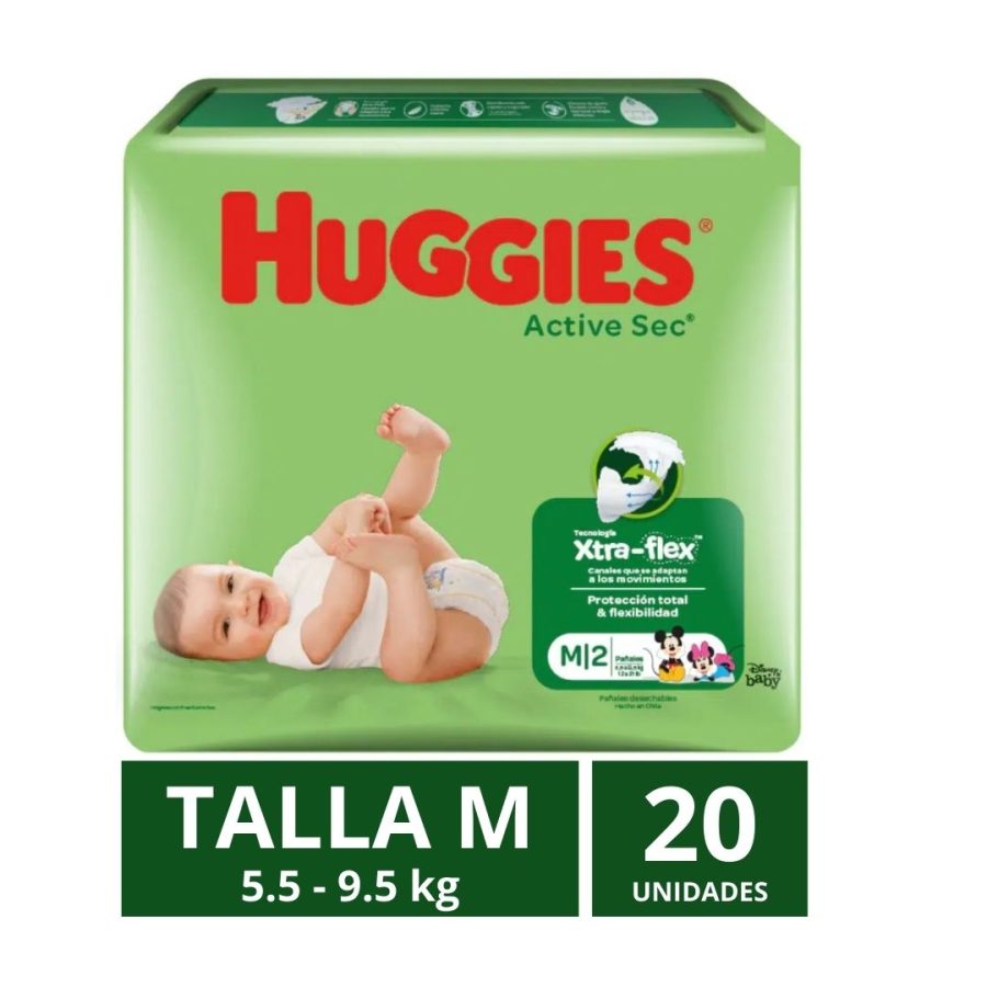 Pañales Huggies Active Sec Talla M 20 un