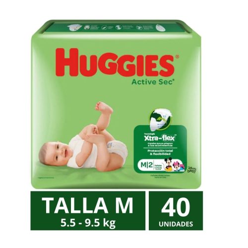 Pañales Huggies Active Sec Talla M 40 un