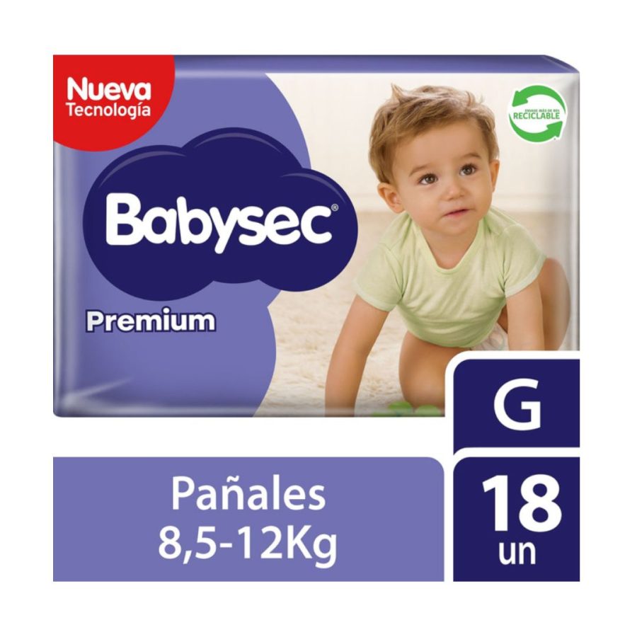Pañales de Bebé Babysec Premium 18 un G