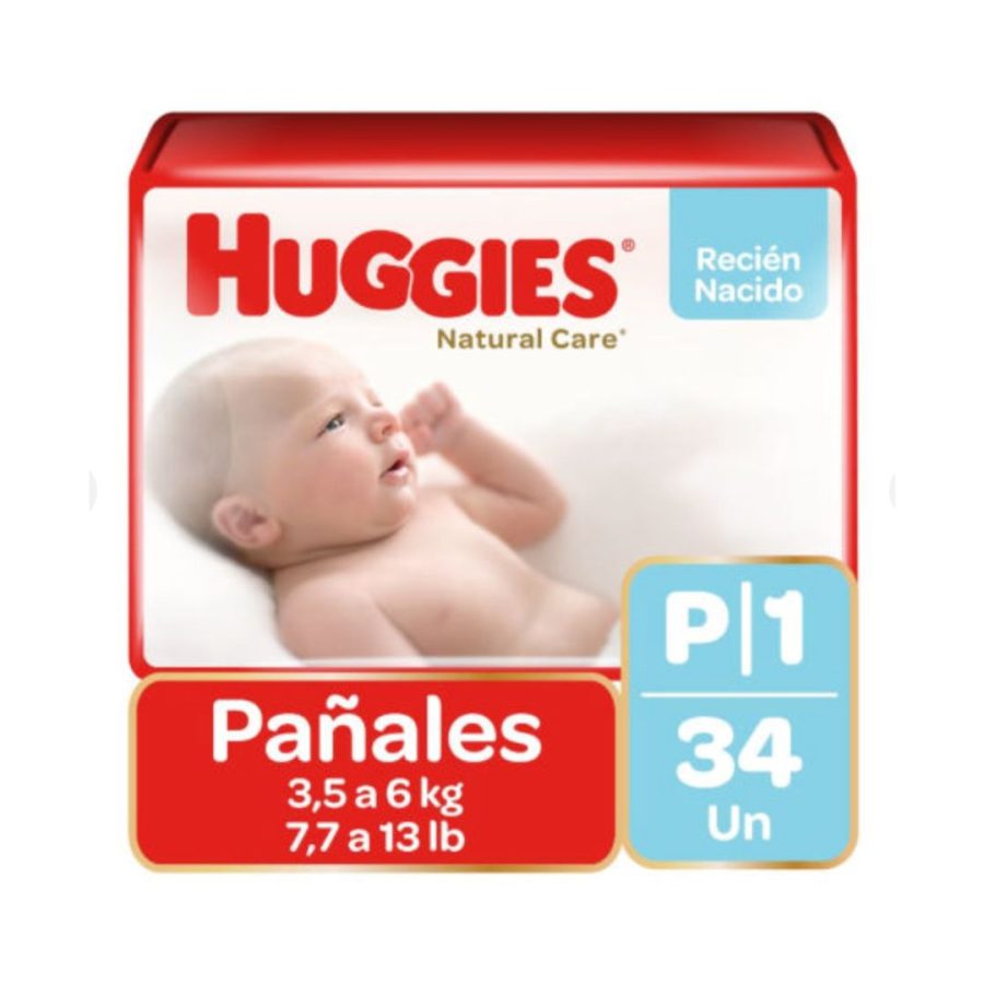 Pañales Huggies Natural Care 34 Unidades Talla P
