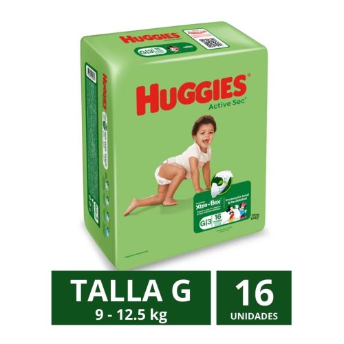Pañales Huggies Active Sec Talla G 16 un