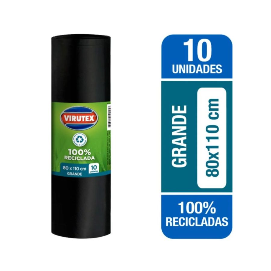 Bolsa basura grande 80x110 cm 10 unidades Virutex