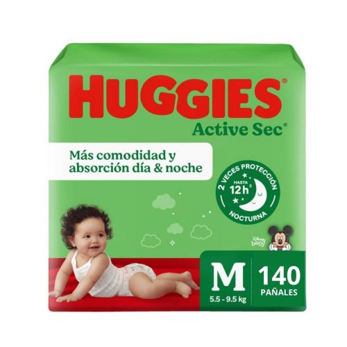 Pañales Huggies Active Sec Talla M 140 un