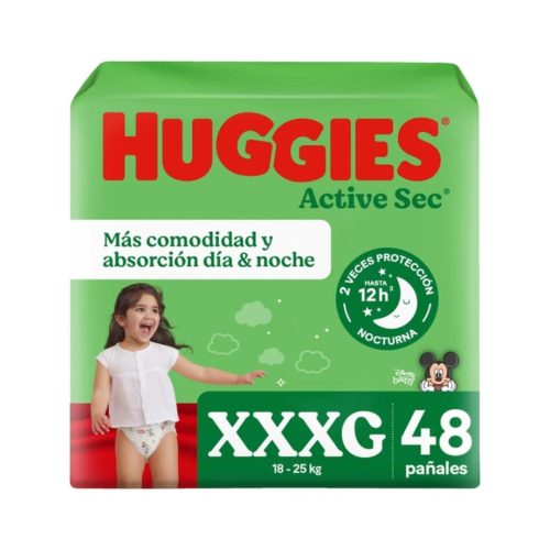 Pack Pañales Huggies Active Sec Talla XXXG 48 un