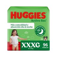 Pack Pañales Huggies Active Sec Talla XXXG 96 un