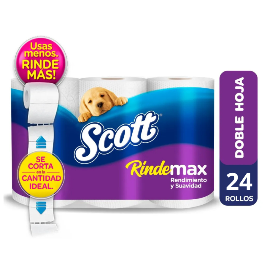 Papel Higiénico Scott Rindemax Doble Hoja 22 m 24 un