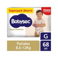 Pañales Babysec Super Premium Talla G 68 unidades