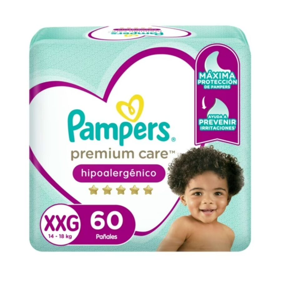 Pañales Pampers Premium Care Talla XXG 60 Un