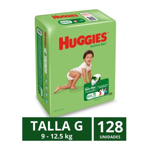 Pañales Huggies Active Sec Talla G 128 un