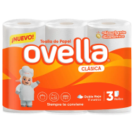 Toalla Nova Clásica Ovella 3 Rollos x 11 M