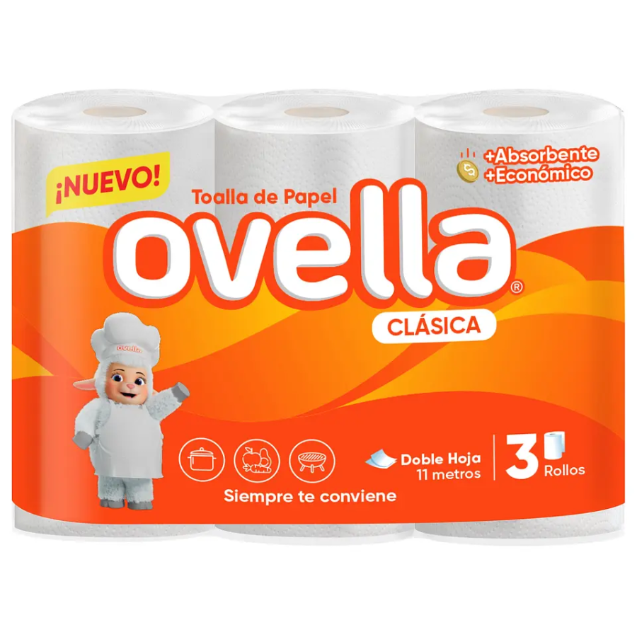 Toalla Nova Clásica Ovella 3 Rollos x 11 M