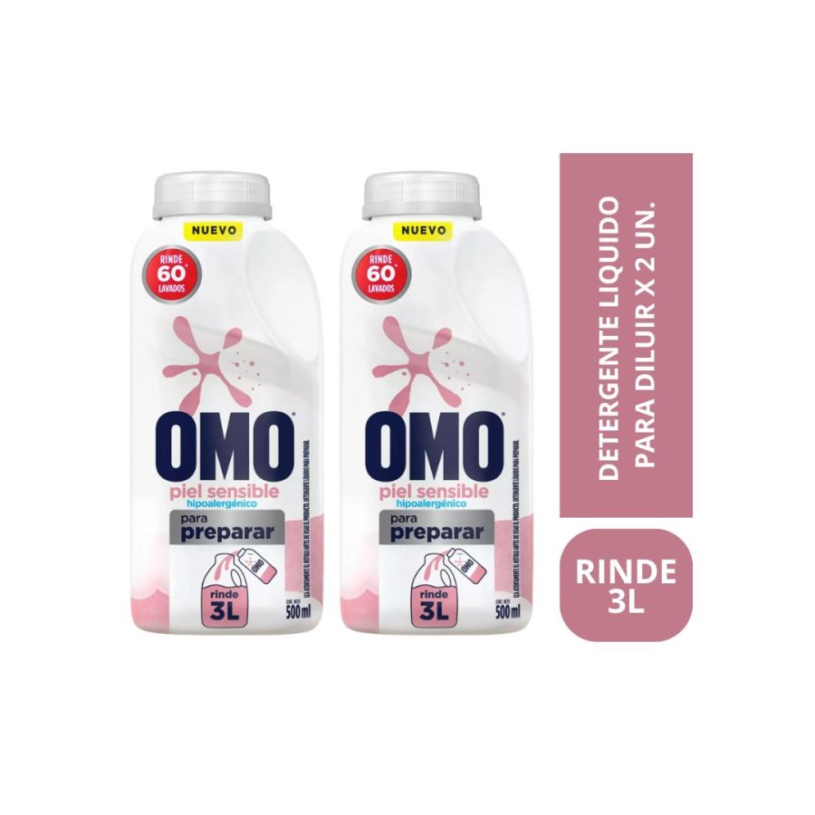 Detergente Líquido para Diluir Omo Hipoalergenico 500ml Pack un.