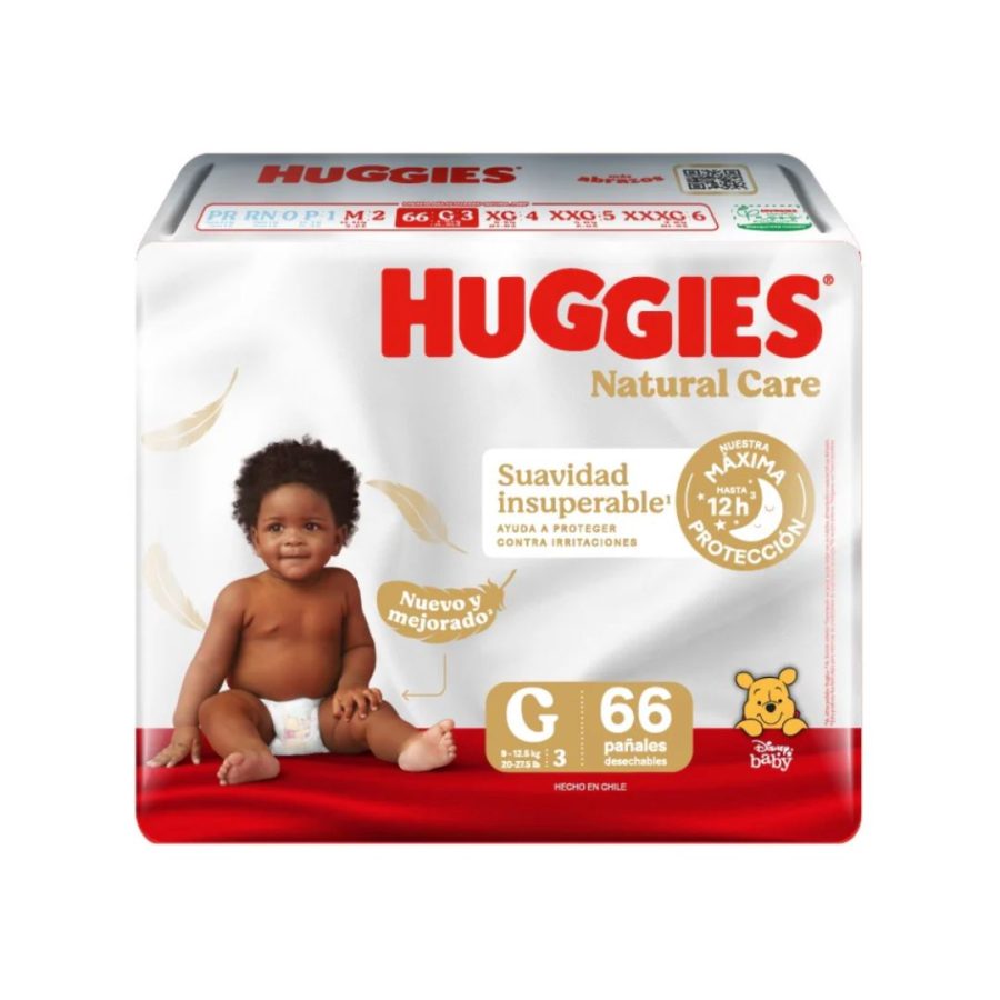 Pañales Huggies Natural Care G x 66