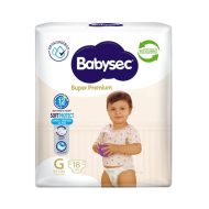 Pañales Babysec Super Premium Talla G 18 unidades