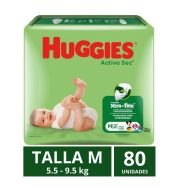 Pañales Huggies Active Sec Talla M 80 un