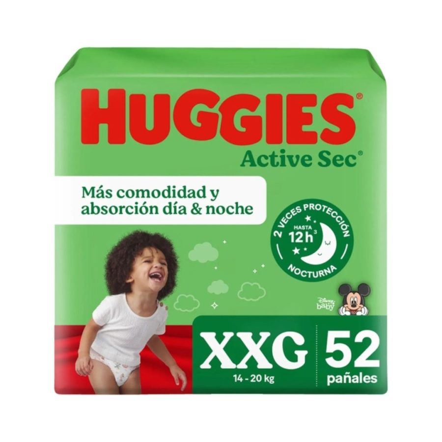Pañales Huggies Active Sec Talla XXG 52 un