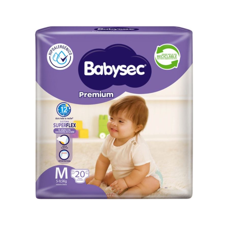 Pañales de Bebé Babysec Premium 20 un M