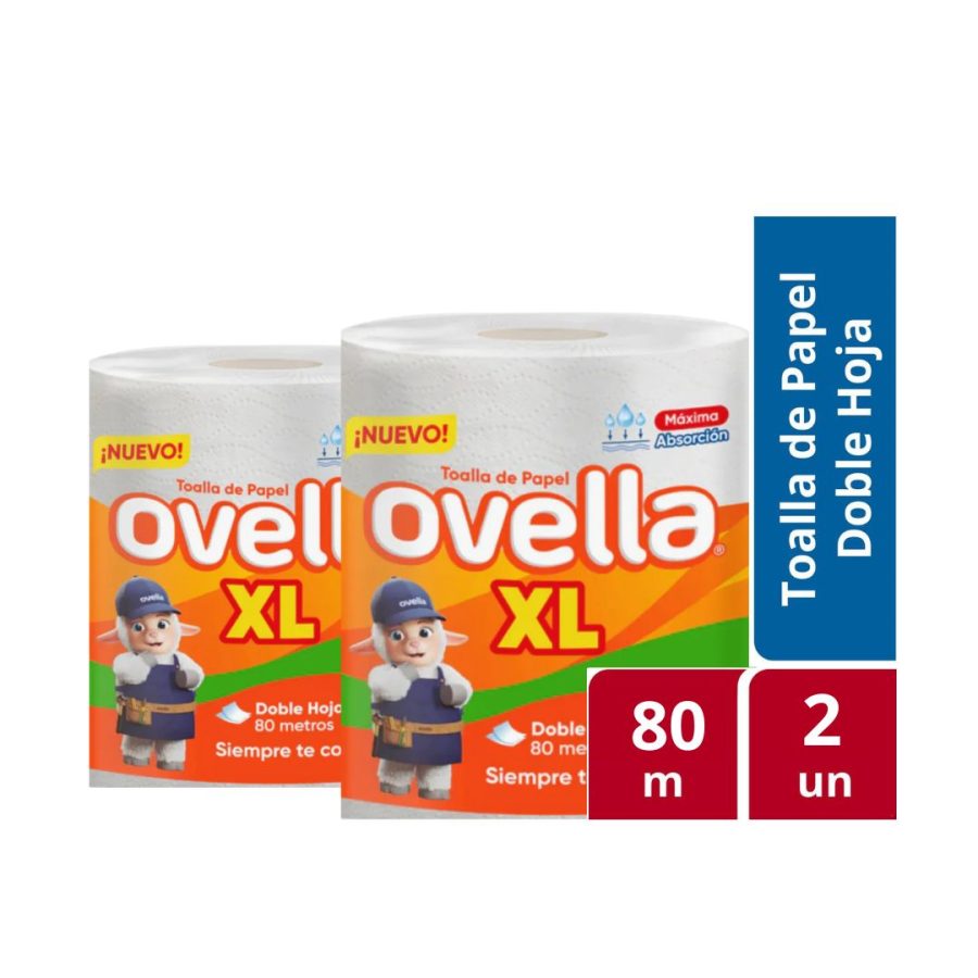 Toalla Nova Doble Hoja Ovella 80m Pack 2