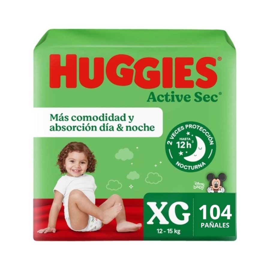 Pañales Huggies Active Sec Talla XG 104 un