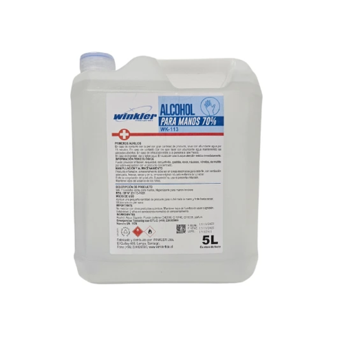Winkler Alcohol para Manos 70% Incoloro 113 I Envase 5 L