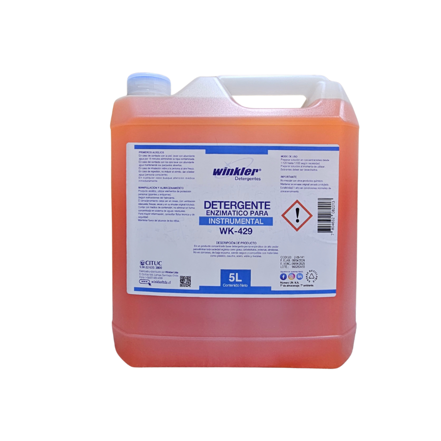 Winkler Detergente Enzimático Naranja para Instrumental 429 Envase 5 L