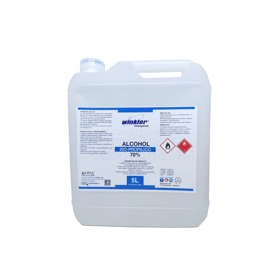 Winkler Alcohol Isopropílico 70% Envase 5 L