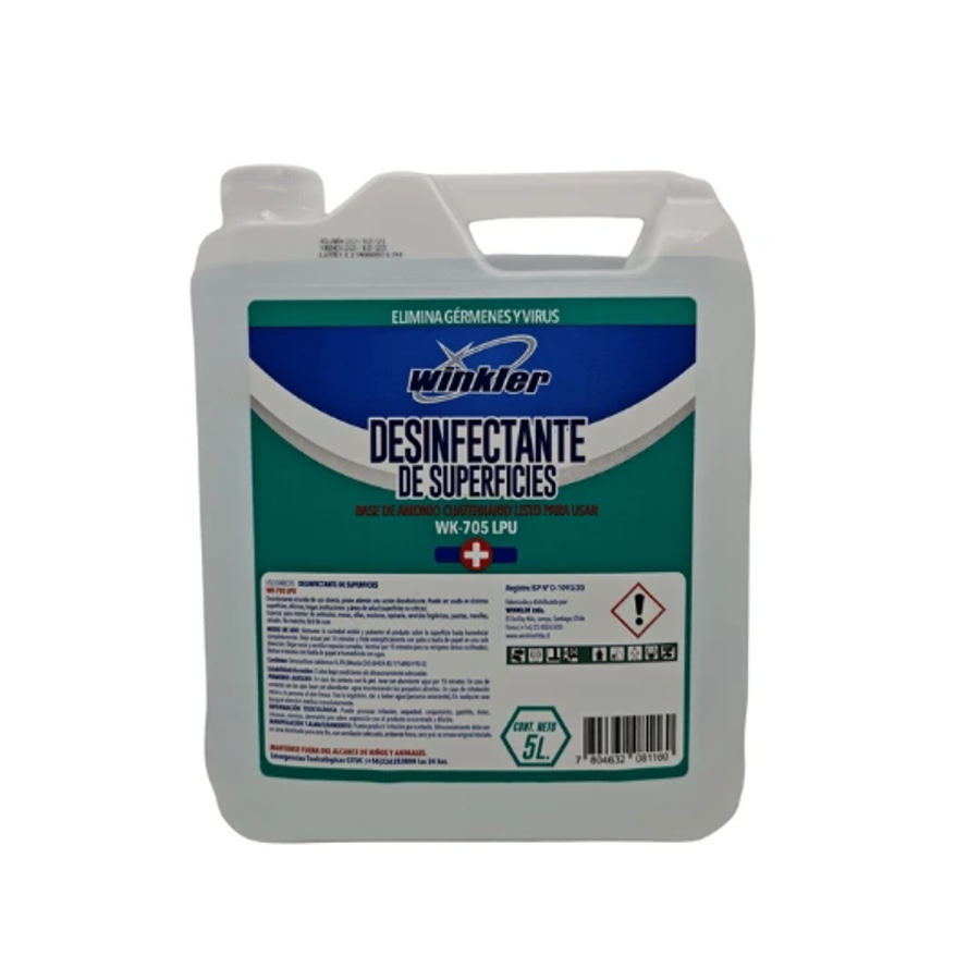 Winkler Desinfectante Amonio Cuaternario LPU 705 Envase 5 L
