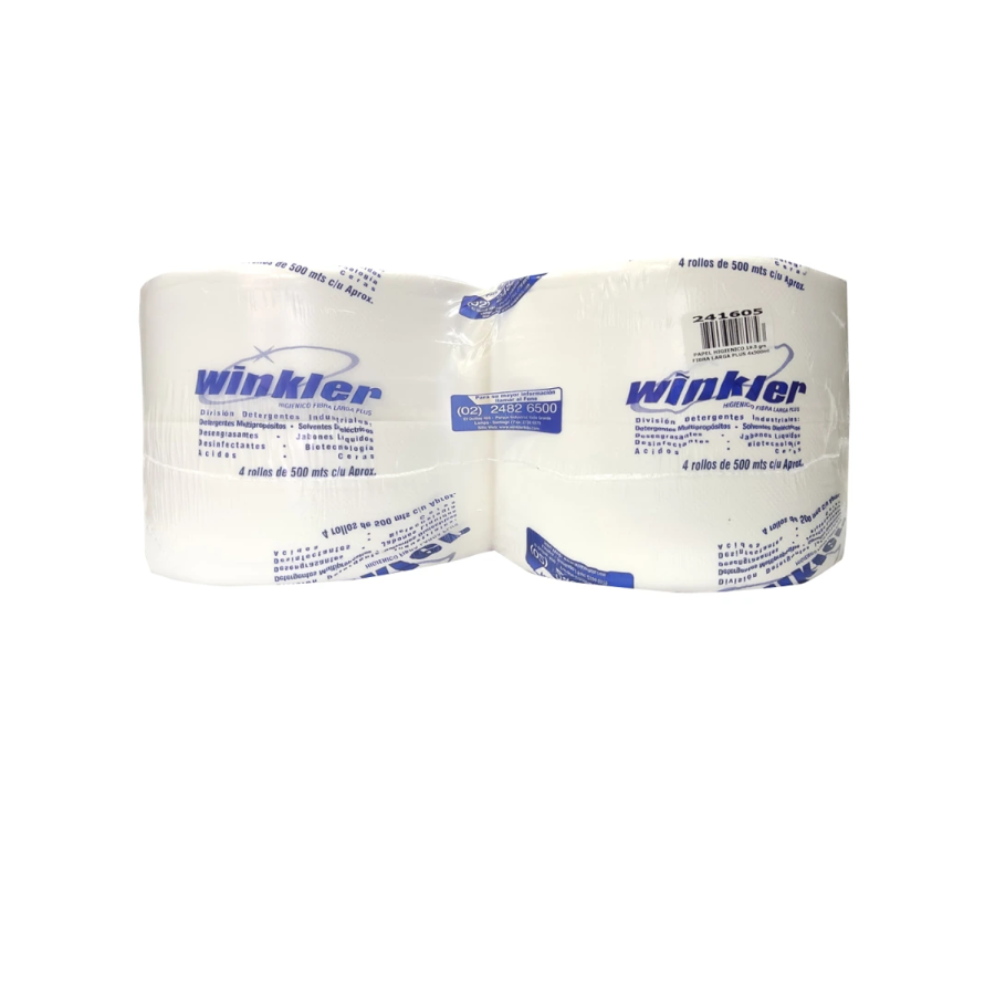 1500 Winkler Papel Higiénico Fibra Larga 19,5 g 4 x 500 m con Litografía