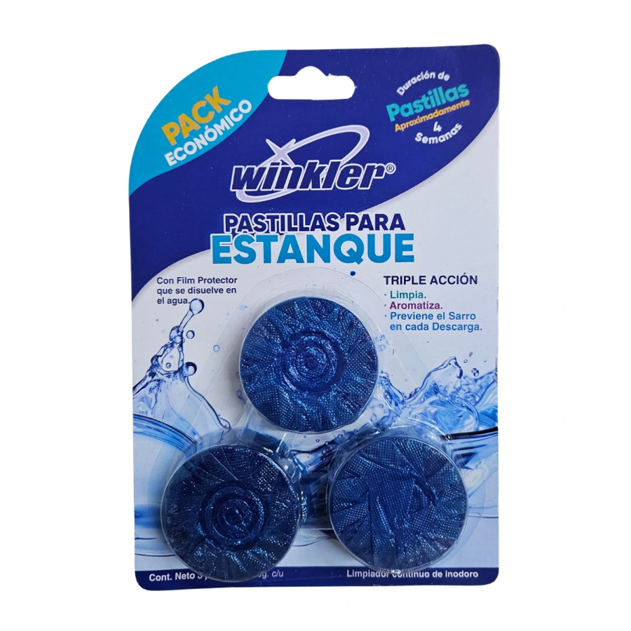 Winkler Pastilla Azul para Estanque WC 50g 30 Días Pack 3 Unidades
