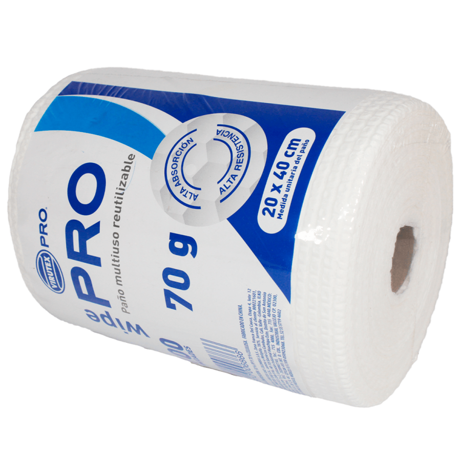 160420-1200-1200 VIRUTEX PRO PAÑO ROLLO MULTIUSO REUTILIZABLE 100 UN 70GR - 20X40 cm