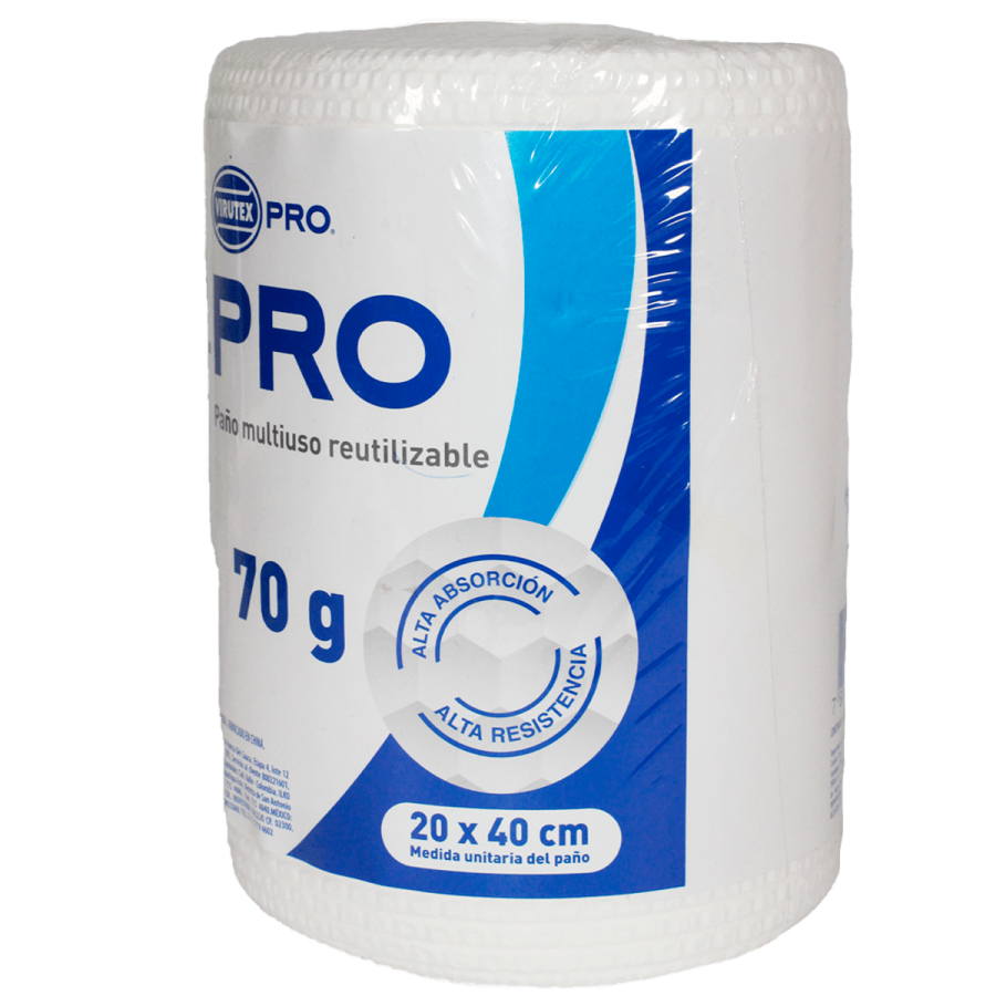 160421-1200-1200 VIRUTEX PRO PAÑO ROLLO MULTIUSO REUTILIZABLE 100 UN 70GR - 20X40 cm