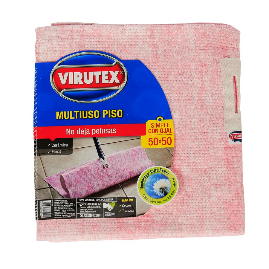 VIRUTEX - TRAPERO CON OJAL ROSADO VISCOSA 50 X 50 CM
