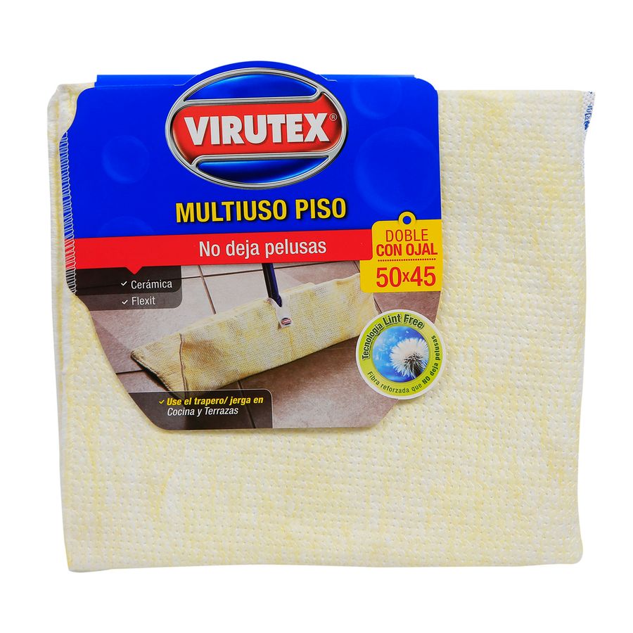 VIRUTEX - TRAPERO DOBLE CON OJAL AMARILLO 50 X 45 CM