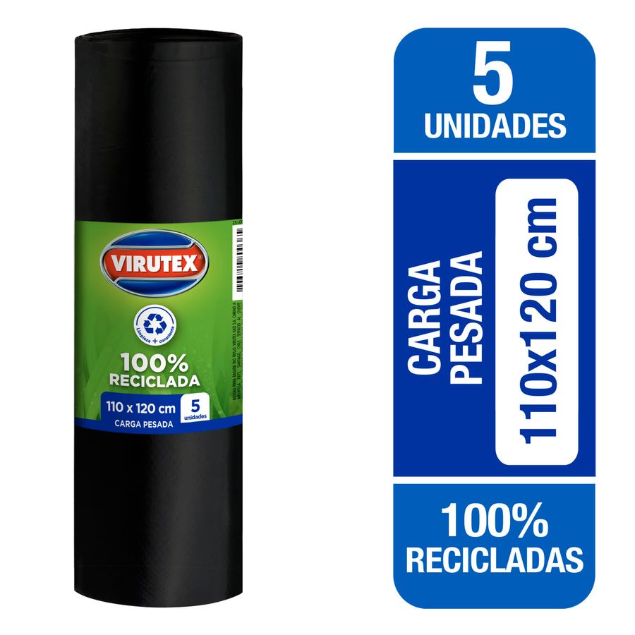 348795-900-900 VIRUTEX BOLLSA DE BASURA CARGA PESADA 110 X 120 CM 5 UN