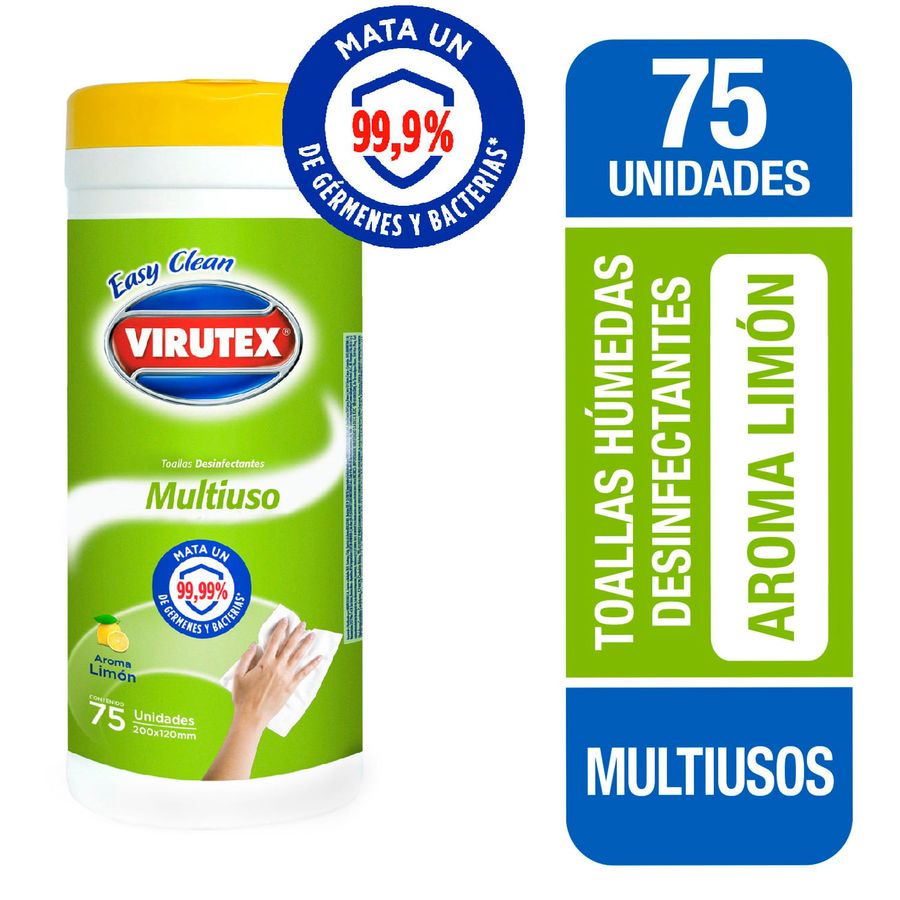 VIRUTEX Toallas Humedas Desinfectantes limon 75 un canister