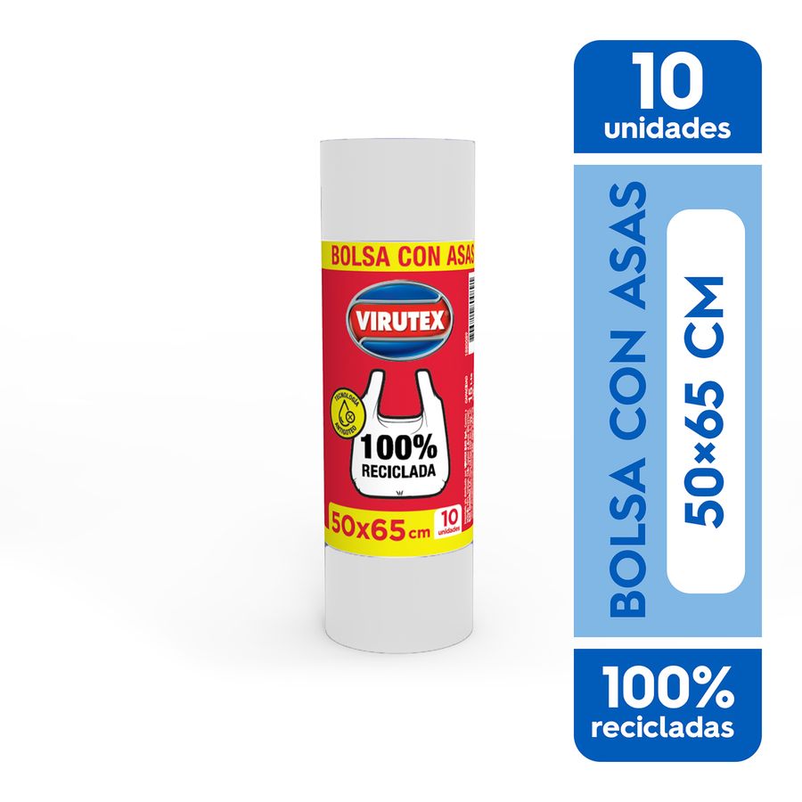 430836-900-900 VIRUTEX - BOLSA BASURA BLANCA CON ASA 50 x 65 CM