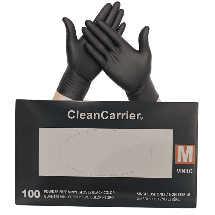 Guantes Vinilo S-M-L Guantes De Vinilo Negros Caja 100 Unidades - CleanCarrier