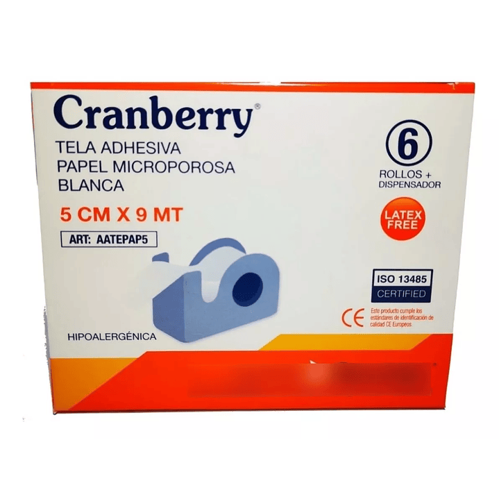6 UNIDADES Cinta adhesiva Tela Adhesiva Papel Microporosa 5CM X 9M 6 rollos + dispesador - Cranberry