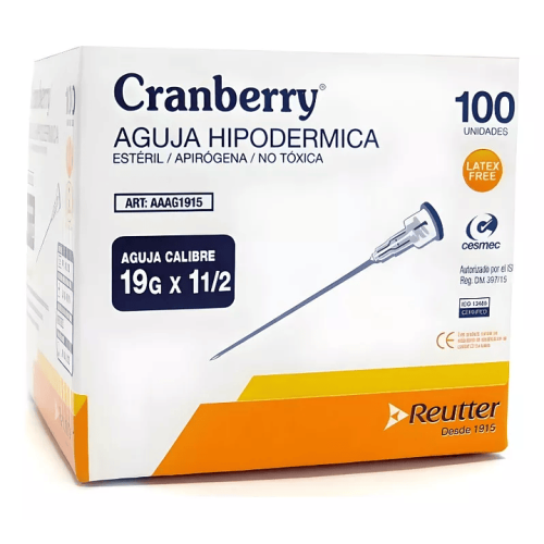 Aguja HiPodérmica Aguja HiPodérmica 19G X 1 1/2