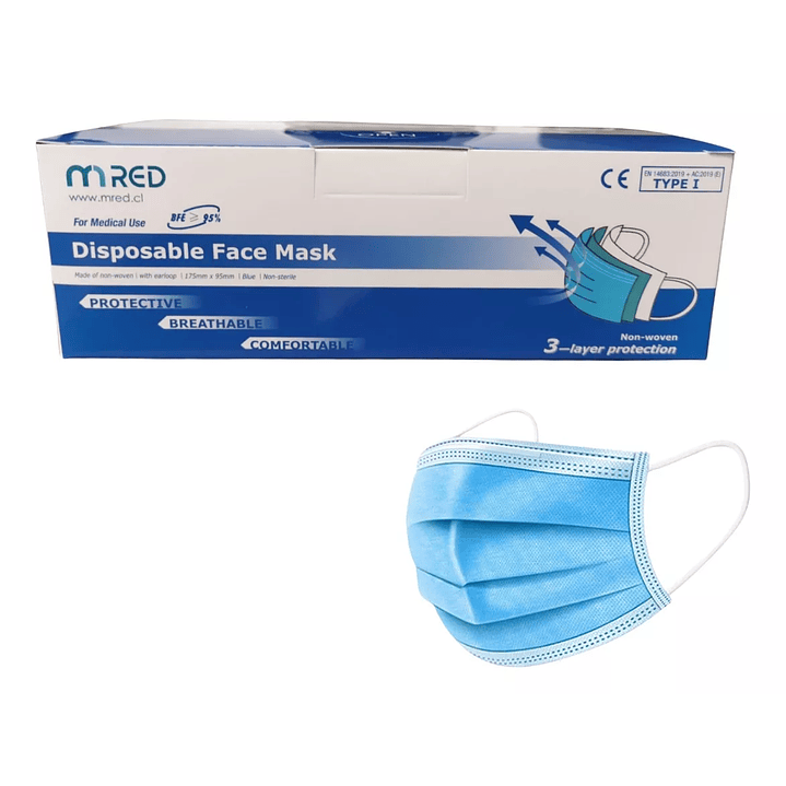 Mascarillas Mascarillas 3 pliegues Celestes 50 un