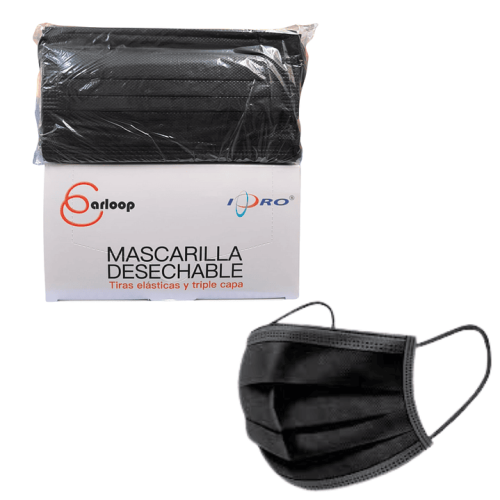 Mascarillas Mascarillas 3 pliegues Negras 50 un