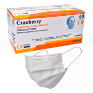 Mascarillas Mascarilla 3 Pliegues Con Elásticos 50 Unidades - Cranberry