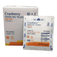 GASAS Gasa Estéril No Tejida Cranberry 5x5 Caja 2 x 50 Sobres