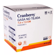 GASAS Gasa Esteril No Tejida Cranberry 7,5x7,5cm Caja 2 x 50 Sobres